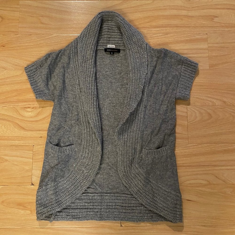 BCBG MAXAZRIA Gray Knit Angora Wool Short Sleeve Sweater Size Small